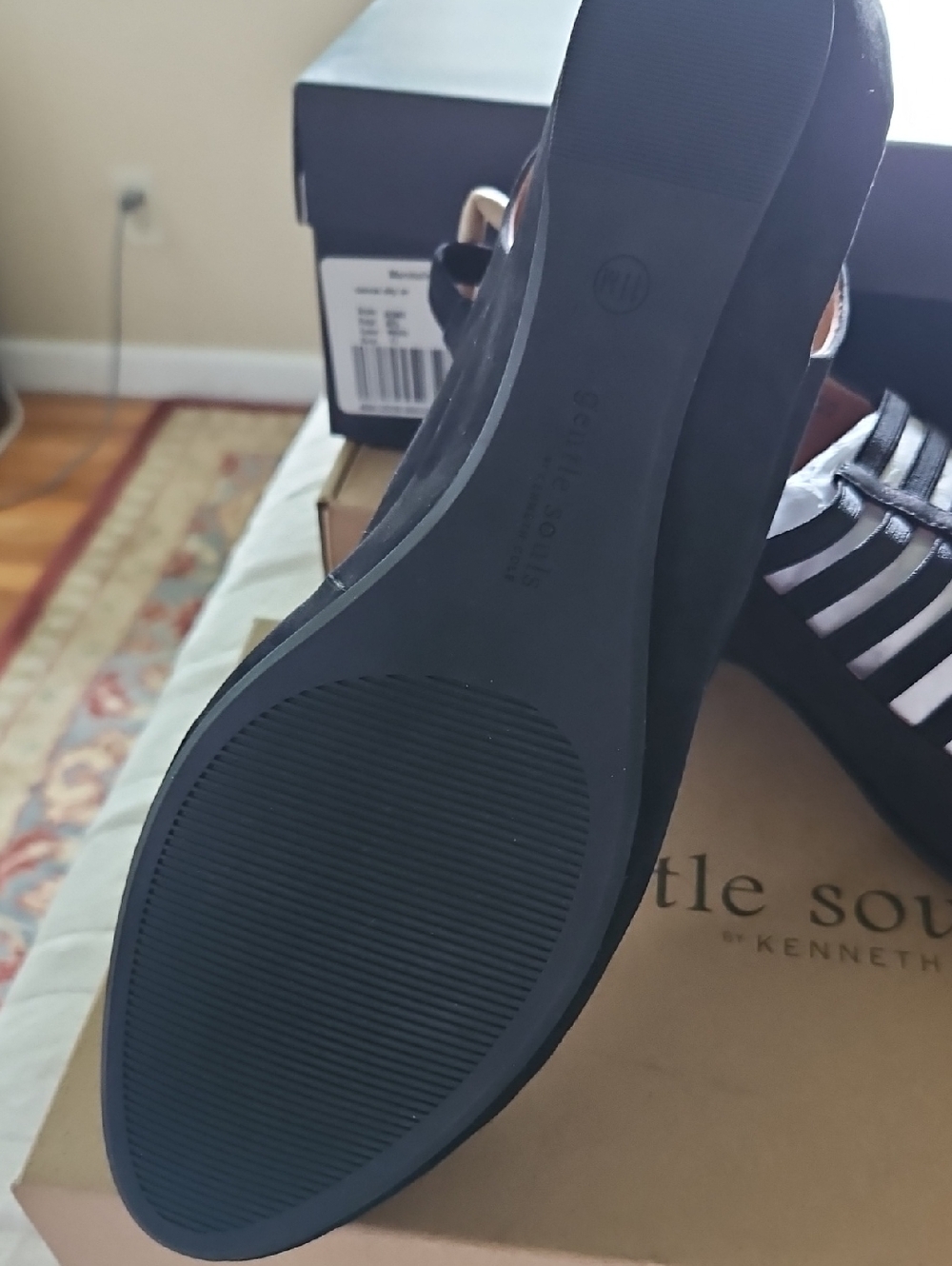 Gentle Souls Black Cage Slingback Open-Toe Sandals - Picture 3 of 5